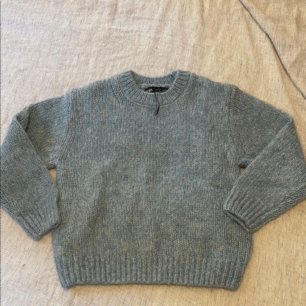 Cozy Heather Blue Crewneck Sweater